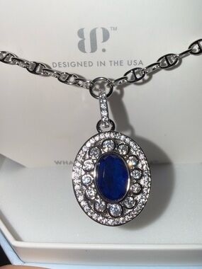 Bomb Party OG Necklace NK50107 A Secret In Spiral Lab Created Sapphire Rhodium